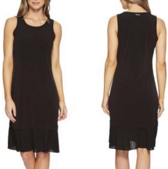 MICHAEL KORS Michael; pleat hem black sleeveless dress. Medium - Picture 2 of 11